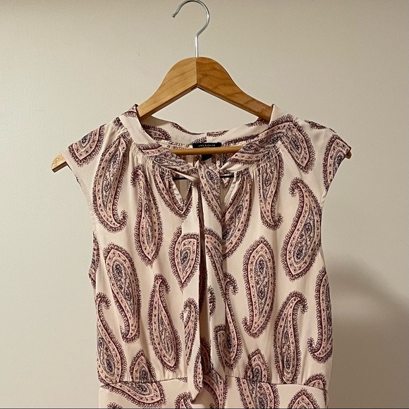 Ann Taylor Paisley Sleeveless Tie Neck Flowy Sheath Midi Dress - Picture 3 of 9